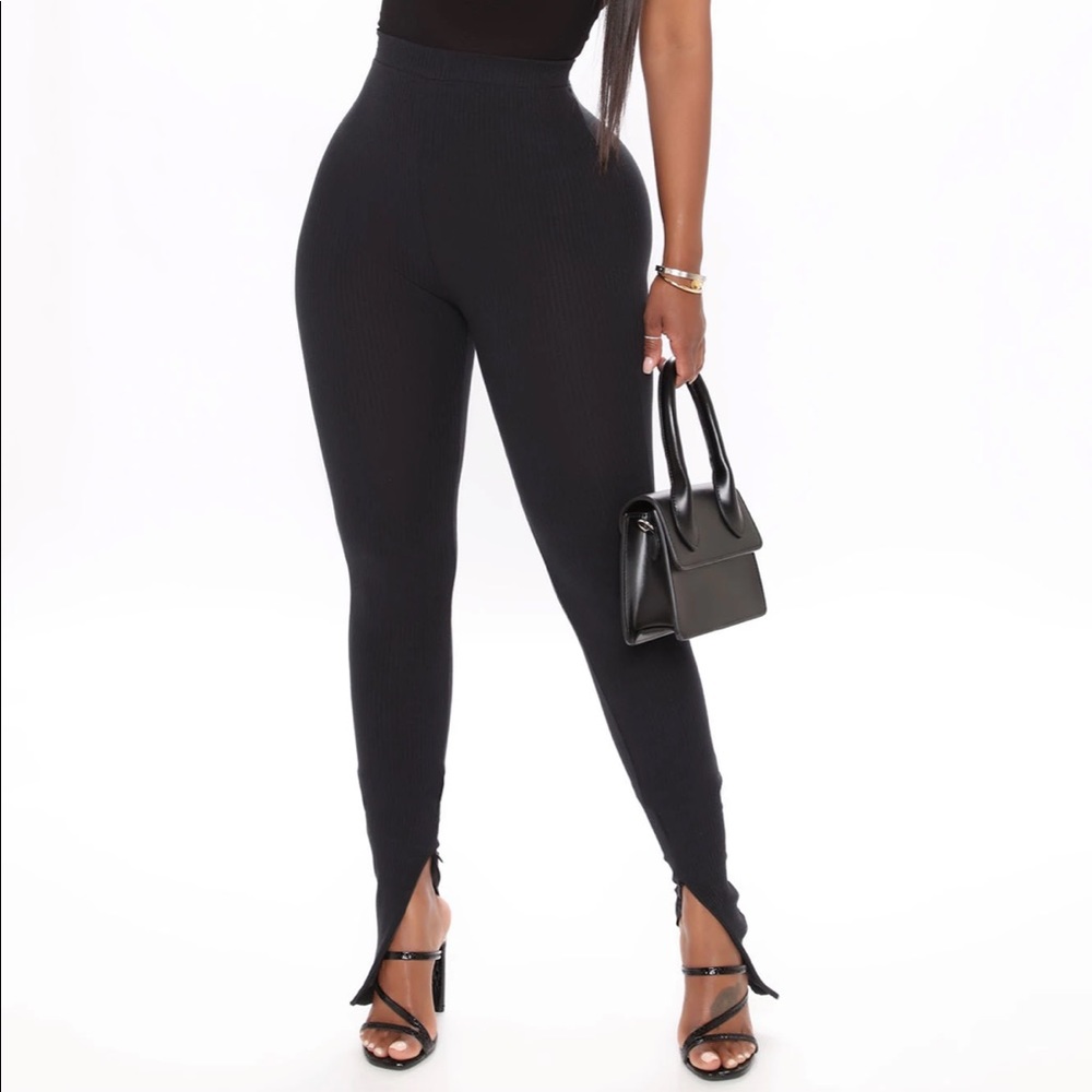 Black Split Hem Pants - image 3